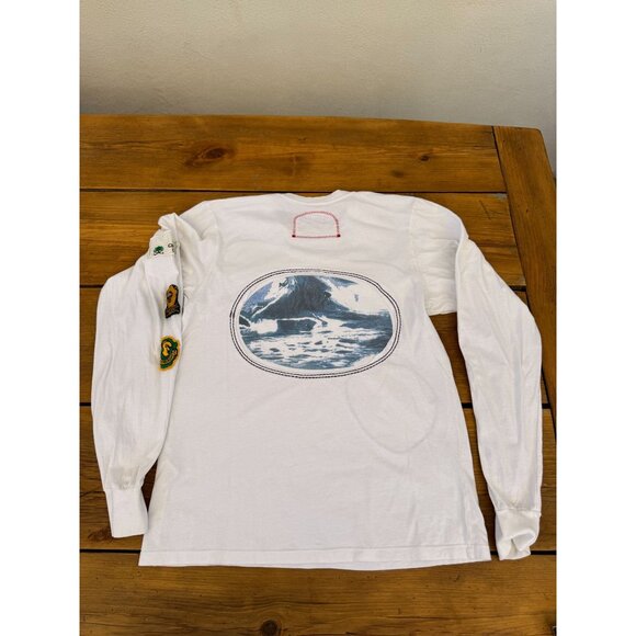 California Vintage Heritage Long Sleeve T-Shirt Surf Print & Embroidered Patches - Picture 7 of 7